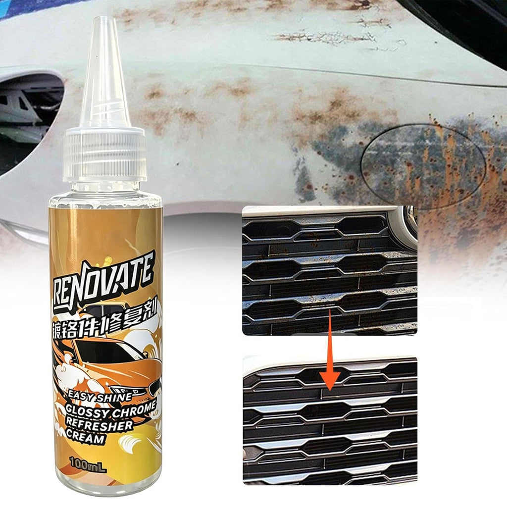 Chrome Cleaner, Automotive Detailing Cream, High Shine with Quick Buff, Plating Repair with, Car Care, Metal Restorer 5.91x1.77 Inches for Detailers Groomers Modifiers Vehicle Use