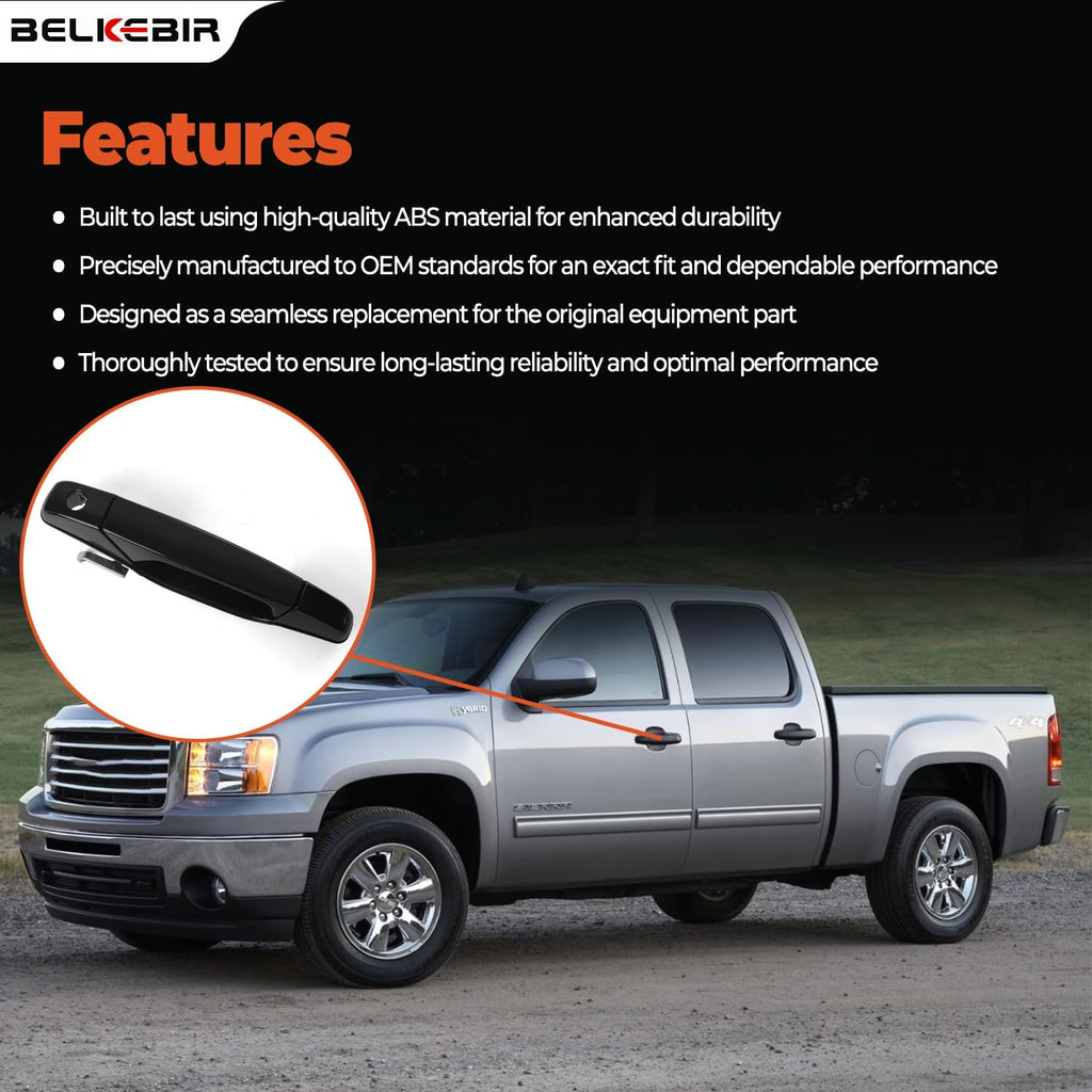 Black Exterior Door Handle Front Left Driver Side Compatible with 2007-2014 Chevy Silverado Suburban Avalanche Tahoe, GMC Sierra Yukon, Cadillac Escalade Replaces 15915149, 20828258, 22738721