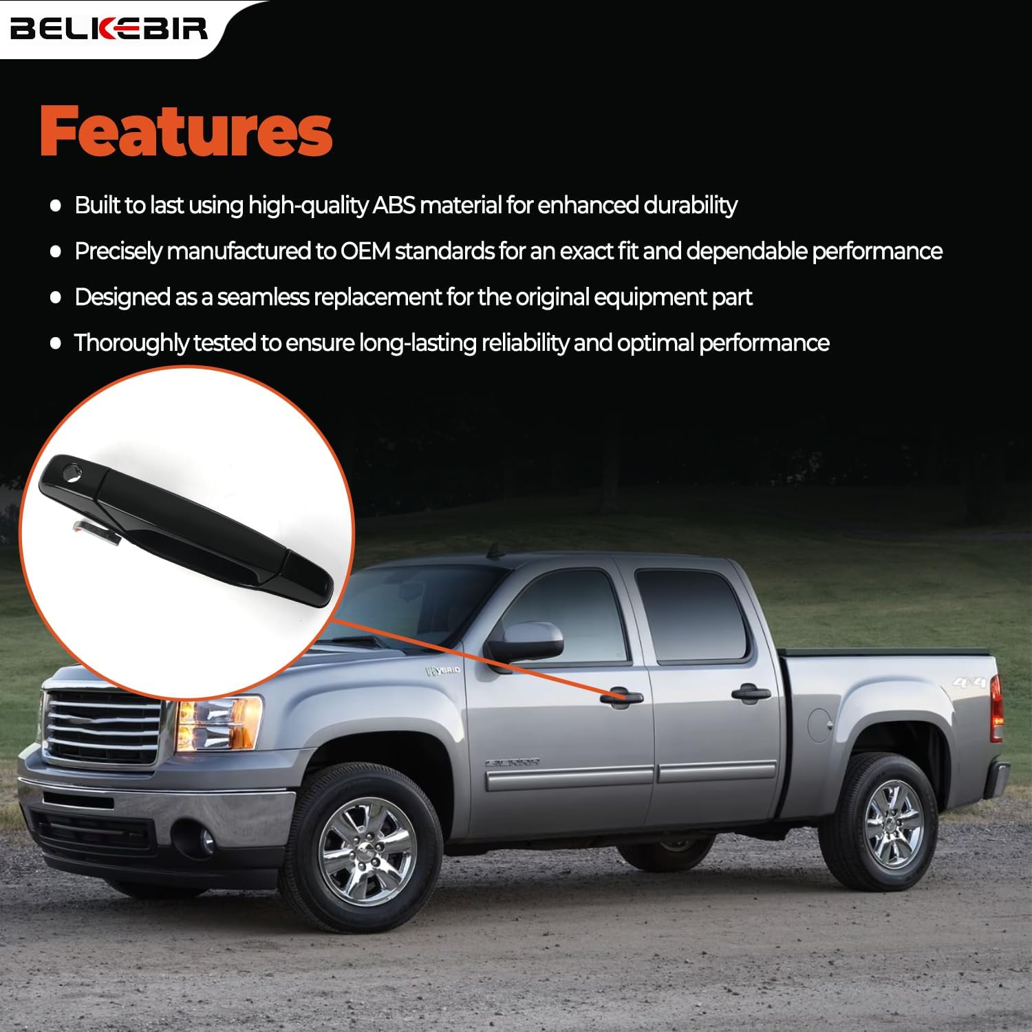 Black Exterior Door Handle Front Left Driver Side Compatible with 2007-2014 Chevy Silverado Suburban Avalanche Tahoe, GMC Sierra Yukon, Cadillac Escalade Replaces 15915149, 20828258, 22738721