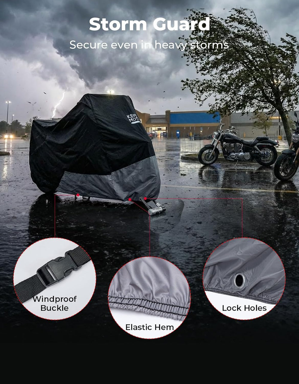 KEMIMOTO 420D Heavy Duty Waterproof Motorcycle Cover Side Top Box Fit Adventu...