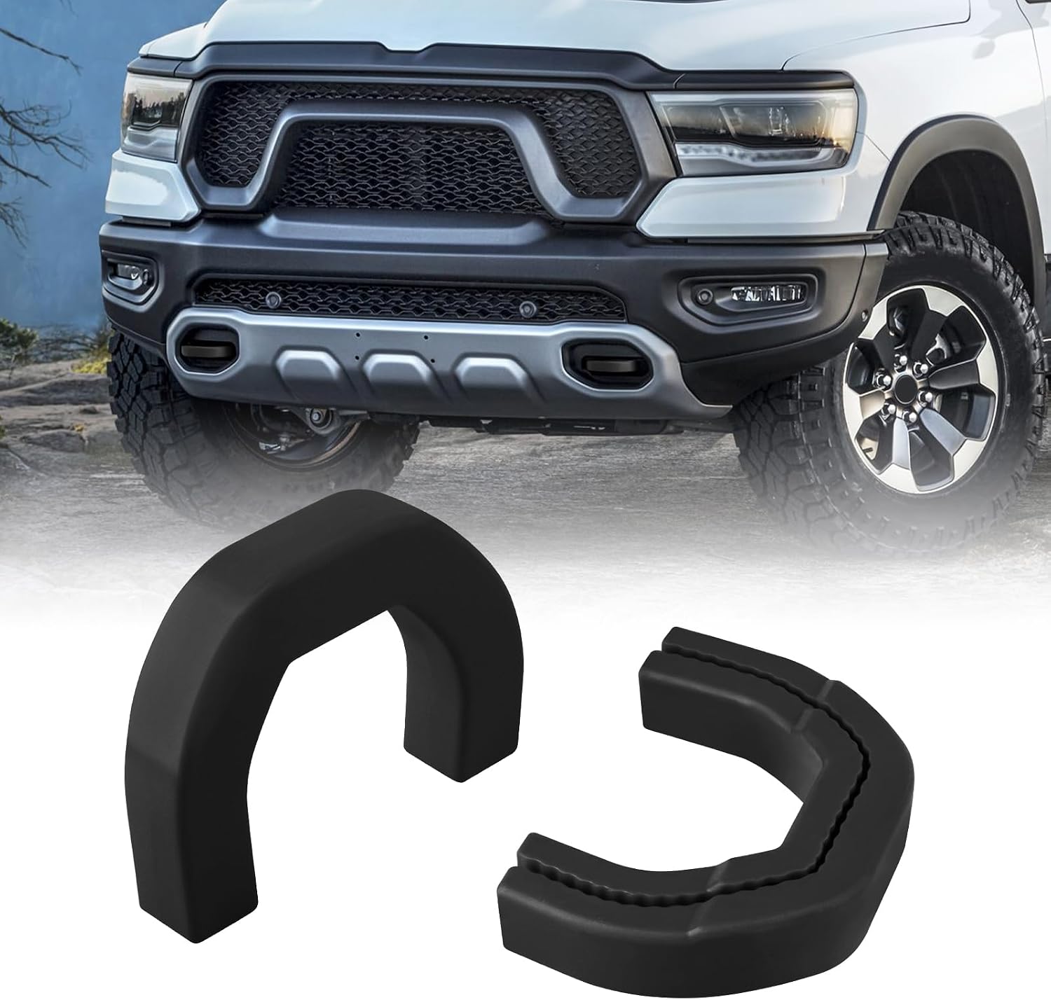 Front Tow Hooks Covers Hitch Cover Customized Car Tow Hooks Compatible with RAM 1500 Accessories 2019-2026|Black (Not Fit for RAM 1500 Classic,Warlock,RAM 2500,RAM 3500)