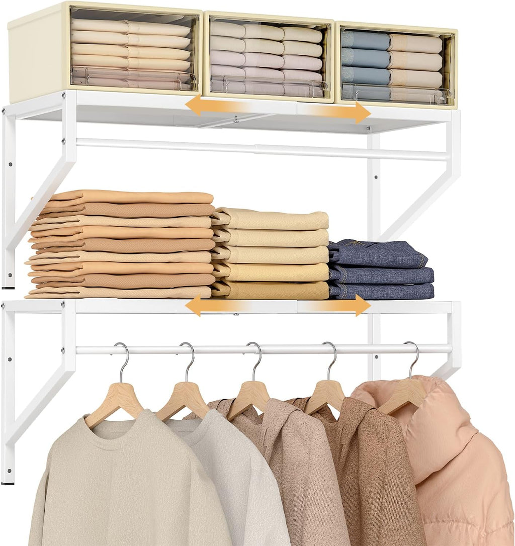 threehio expandable closet shelves wall mounted, 2 pack, main product view