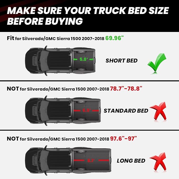 LASFIT Truck Bed Mat 2007-2018 for Chevrolet Silverado/GMC Sierra 1500 - Image 2