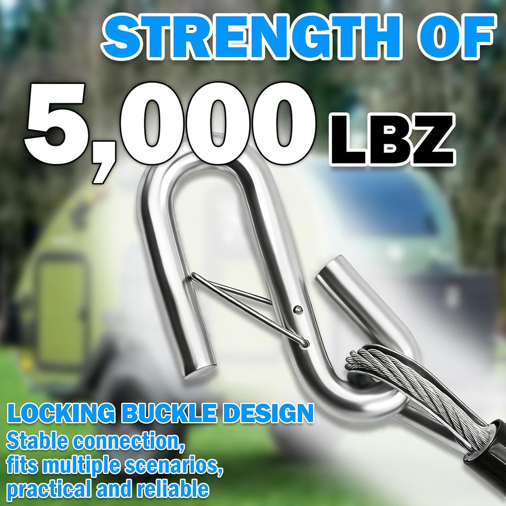 NAZOU 48" Heavy-Duty Trailer Safety Cables Safety Chains with Hooks, Trailer Chain Extension, Trailer Brakeaway Cable, Boat Winch Strap with Hook (1/3Inch,Pack of 2)