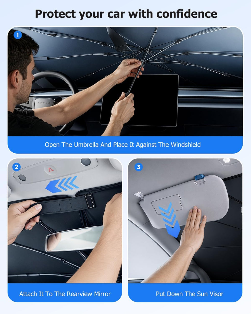 [2026 Upgrade] Weektic Windshield Sun Shade Umbrella, [Double Thickened Ice Crystal Coating] Sun & Heat Protection, Keep Vehicle Cool & Protect Interior, Zero Light Leakage Medium 57" L x 31" W