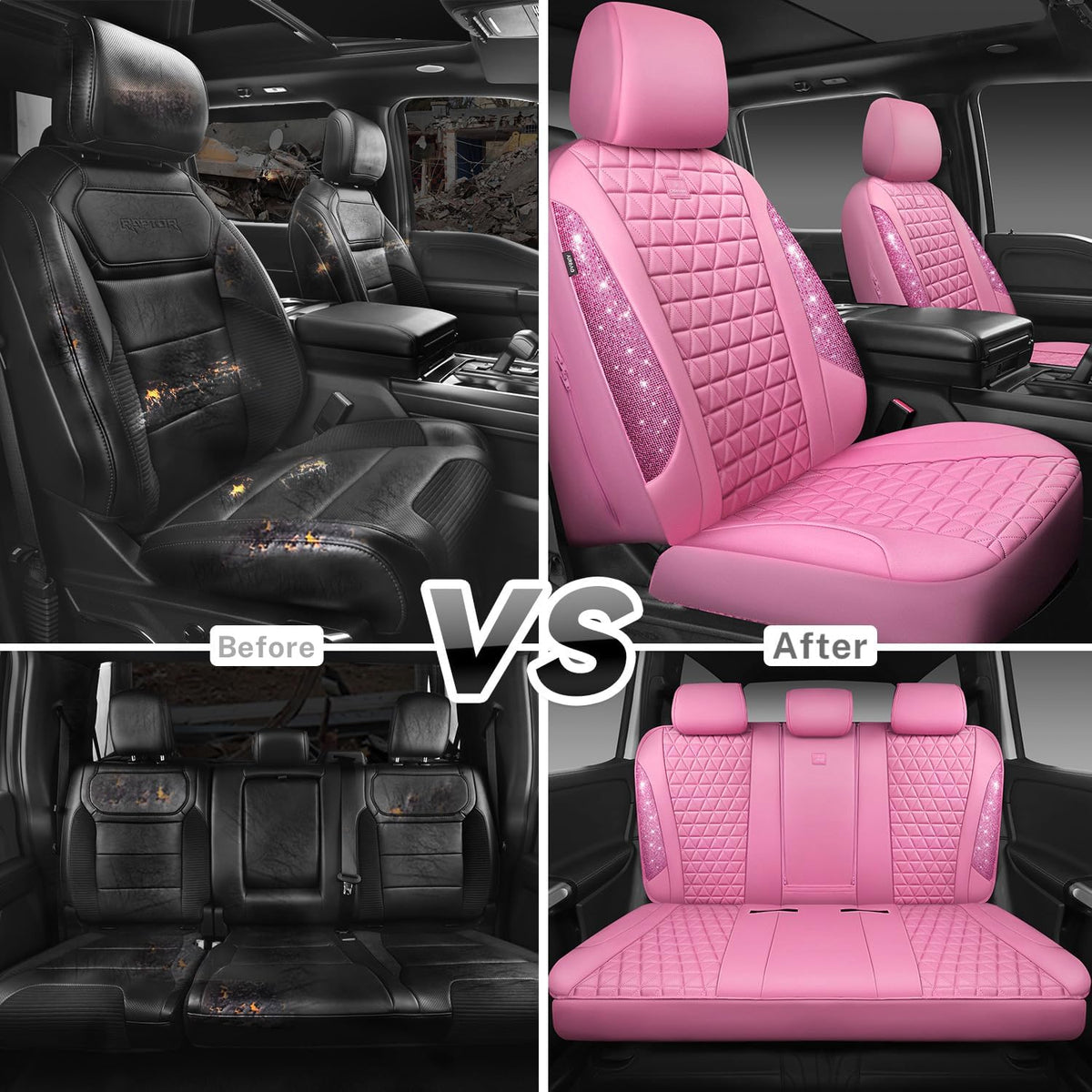 car pass bling diamond pink leather car seat, package contents
