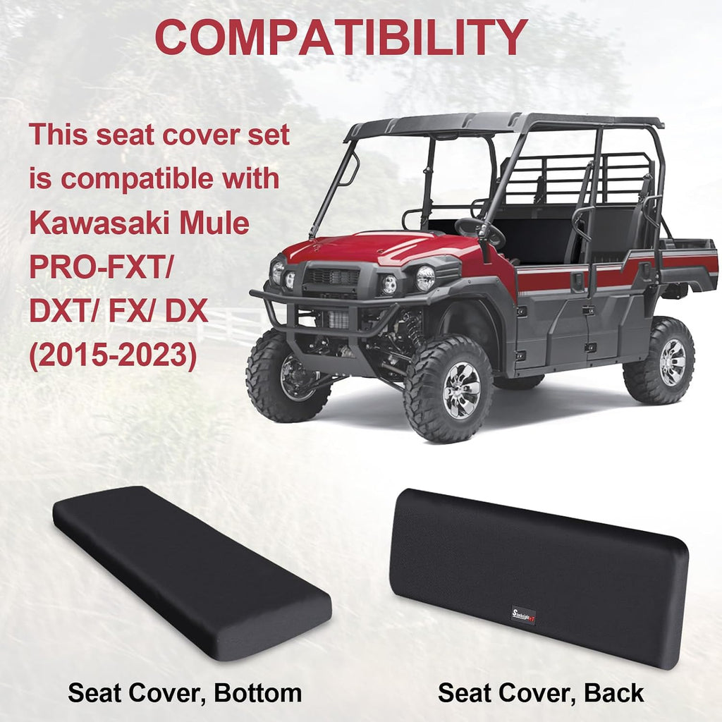 StarknightMT UTV Mule Pro Seat Covers 1680D Compatible with Kawasaki Mule PRO-FXT FX DXT DX 2015-2026 Waterproof Bench Seat Covers Black Accessories