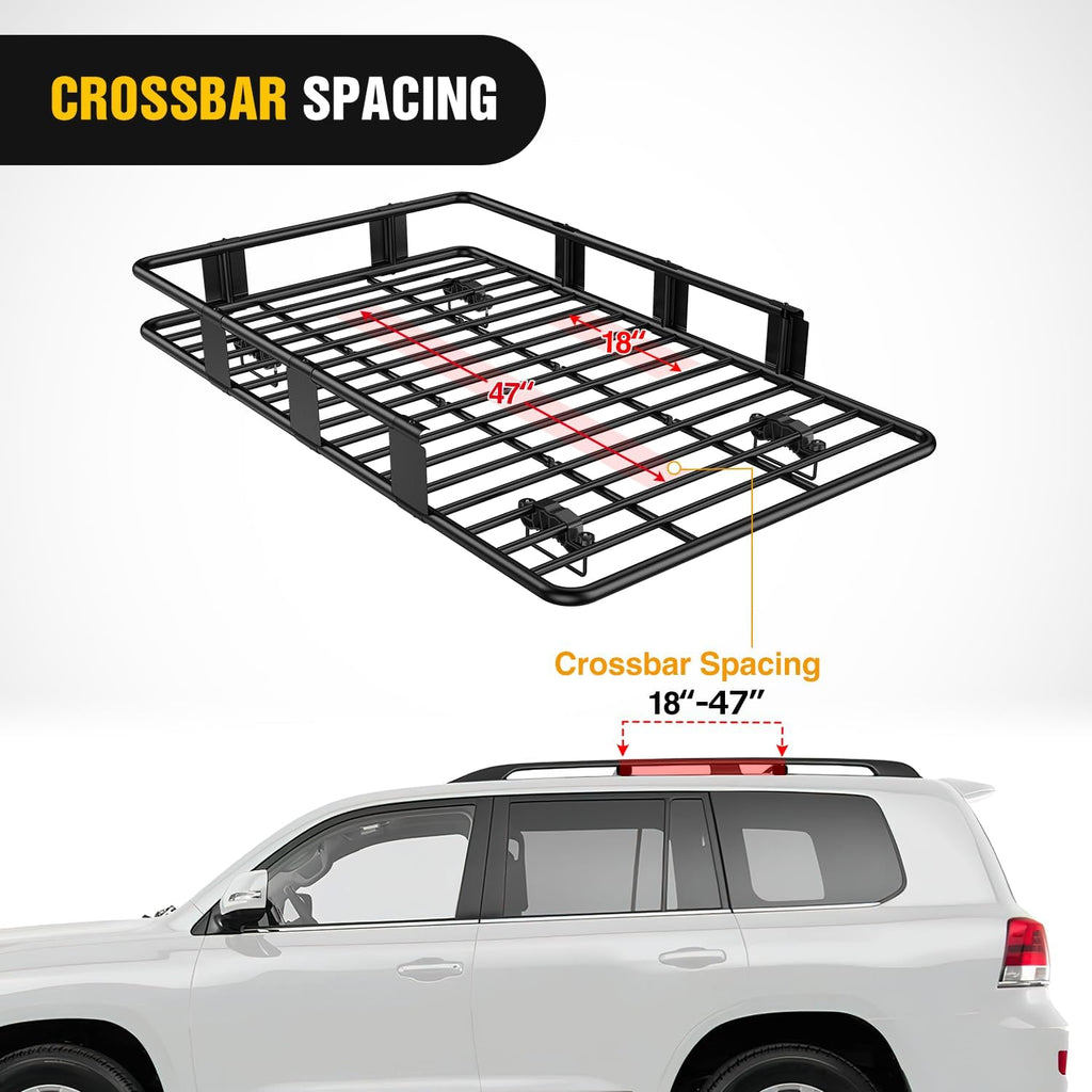 Nilight 64" x 39" x 6" Universal Roof Rack Cargo Basket Heavy-Duty 250LBS Capacity Rooftop Cargo Carrier Luggage Holder for SUV Truck Vehicle