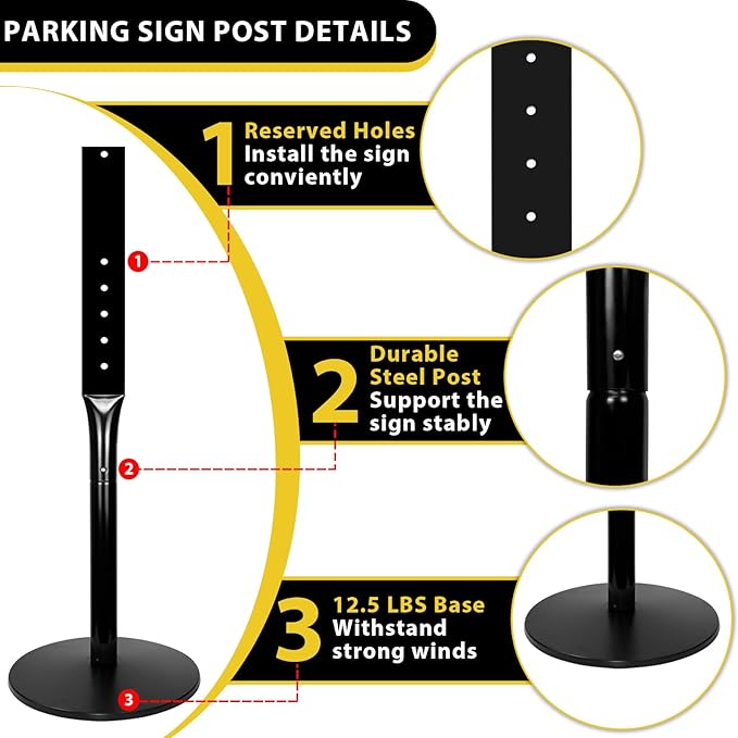 Parking Sign Post with Base - Image 3