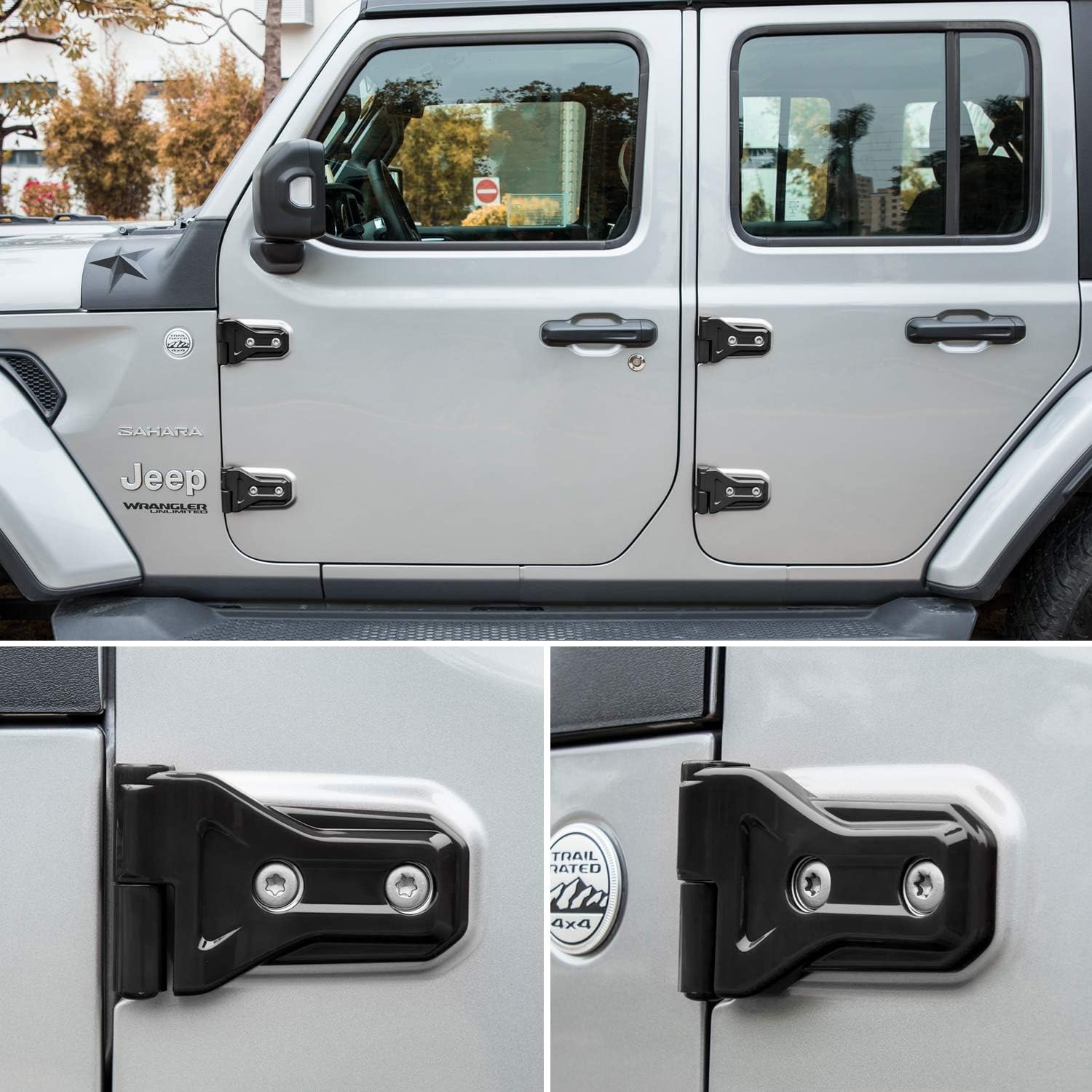 Door Hinge Cover Trim Exterior Accessories Decoration for 2018-2025 Jeep Wrangler JL JLU Sport Sahara Freedom Rubicon Unlimited & Gladiator JT 2-Door and 4-Door (Black 8PCS)