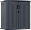 outdoor storage cabinet with 2 shelves, waterproof resin, main product view