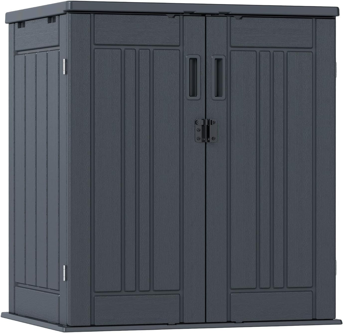 outdoor storage cabinet with 2 shelves, waterproof resin, main product view