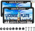 License Plate Frames Black and White Metal License Plate Frame Happy Camper by Unknown