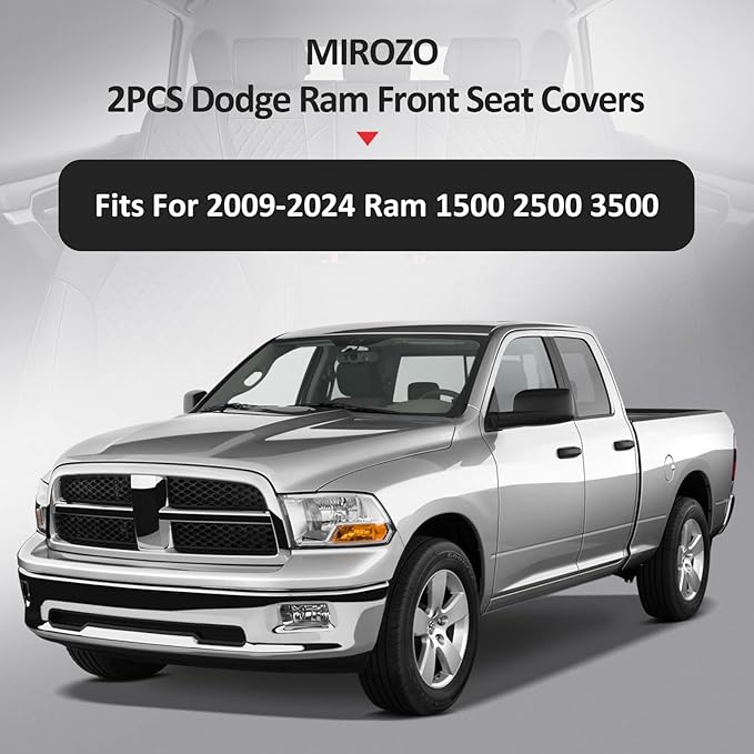 MIROZO 2PCS Front Seat Covers for Dodge Ram, Waterproof Truck Seat Cover - Image 7