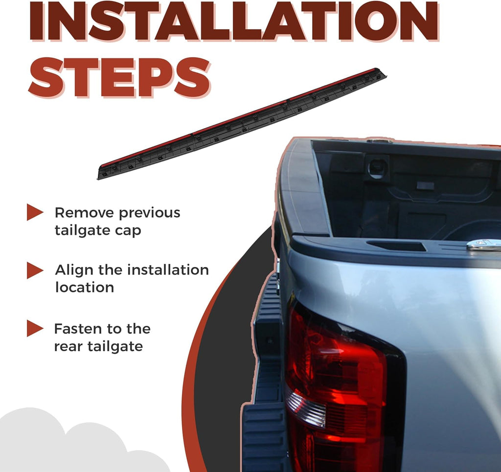 ECOTRIC Tailgate Molding Cap Cover Trim Compatible with 2014-2019 Chevy Chevrolet Silverado GMC Sierra 1500 2500HD 3500HD Replacement for 22763062 GM1904110 Top Protector Molding (3Pcs)