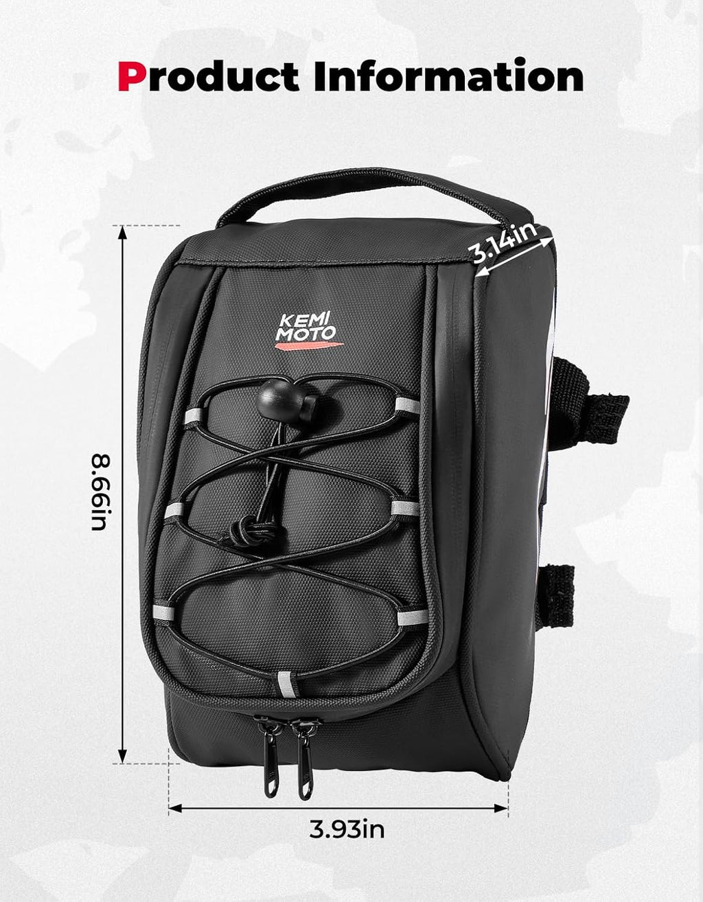KEMIMOTO Dirt Bike Frame Bag, Waterproof Front Battery Bag Storage Pouch Compatible with Sur-Ron Light Bee X, S X160, X260 Soleil 01 E-Ride Pro SS/S ridstar q20 Talaria E-Bike,Dual Sport 2.5L Silver