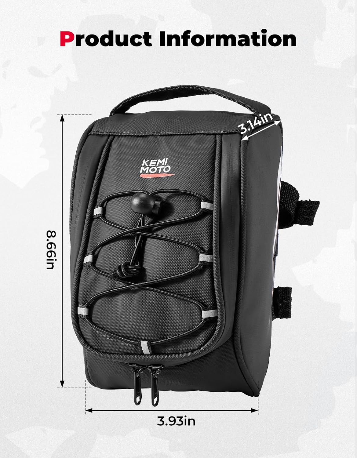 KEMIMOTO Dirt Bike Frame Bag, Waterproof Front Battery Bag Storage Pouch Compatible with Sur-Ron Light Bee X, S X160, X260 Soleil 01 E-Ride Pro SS/S ridstar q20 Talaria E-Bike,Dual Sport 2.5L Silver