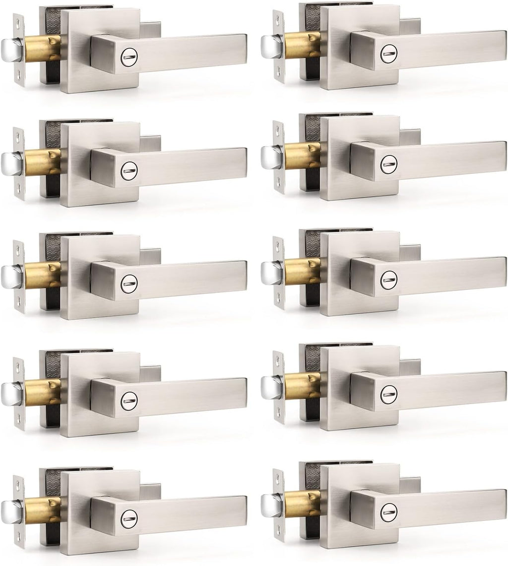 gobrico 10 pack privacy square brushed nickel door, main product view