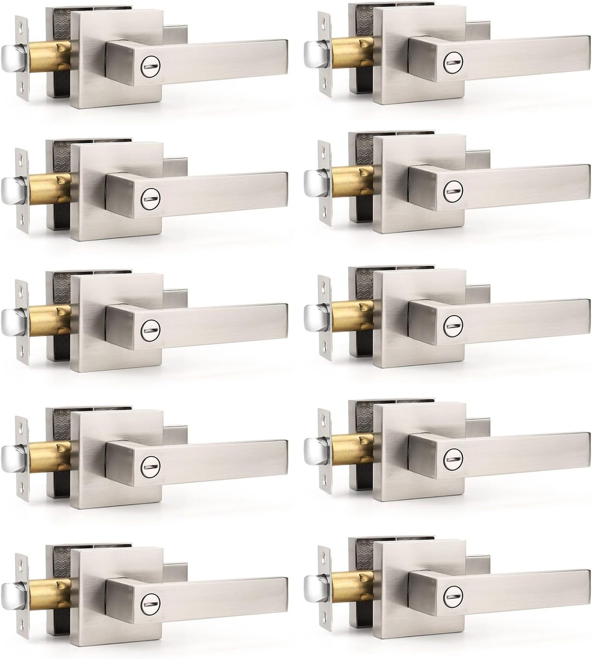 gobrico 10 pack privacy square brushed nickel door, main product view