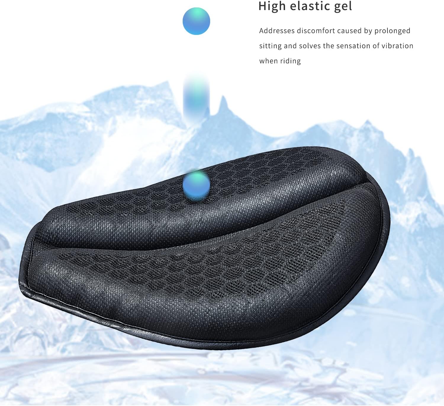 Motorcycle Seat Cushion, Motorcycle Gel Seat Pad with 3D Honeycomb Shock-Absorbing Breathable Seat Cover