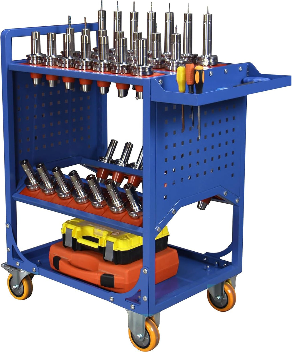 Blue Classic 50 Taper CNC Tool Holder Transfer Cart, 25 Capacity CAT/BT50