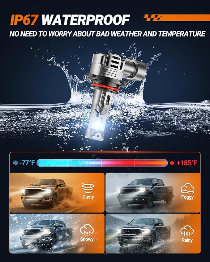 SEALIGHT 9005/HB3 H11 Fog Light Bulbs, 60000LM 6500K Cool White, 1:1 Mini Siz...