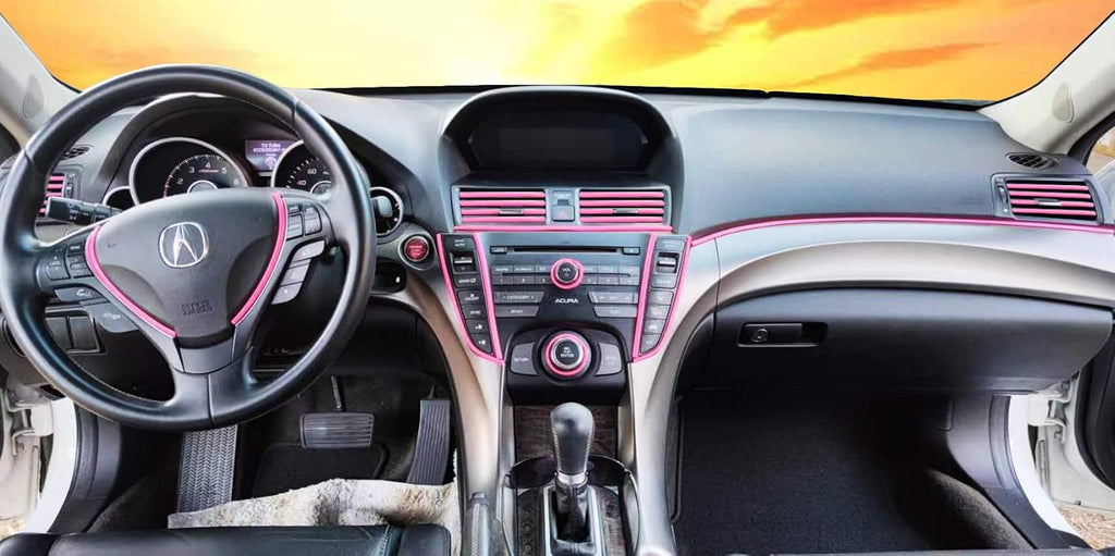 Car Interior Decorative Molding Door Panel Dashboard Gap Trim Strip 10ft (Pink)