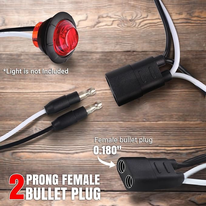 TMH 20 Count 2-Prong Wire Harness Roll Double Female Bullet Plug 18 Gauge - Image 3