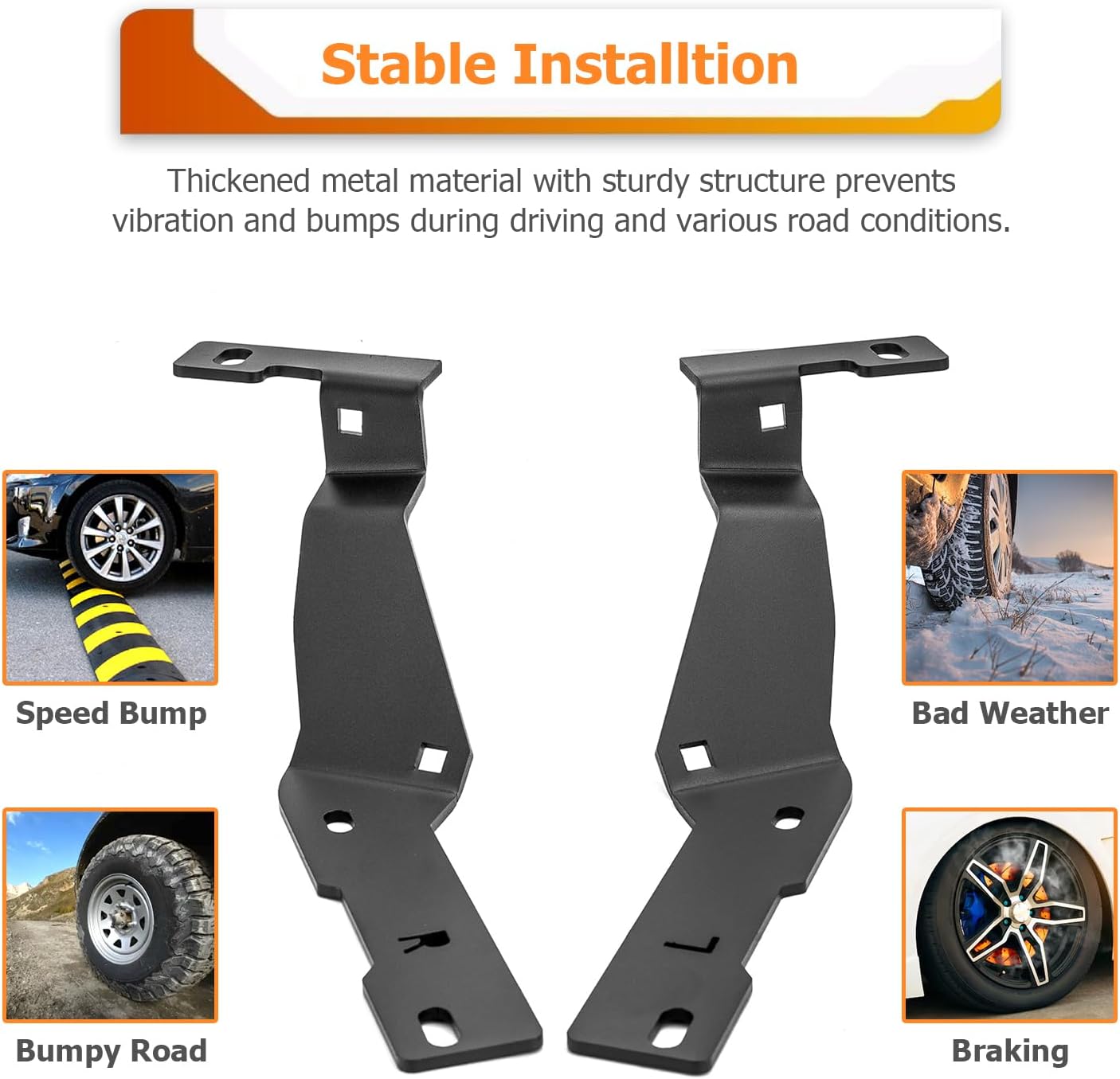 WeiSen Hood Hinge Ditch Light Brackets Fit for Ram 2500 3500 2019-2026 | No Drill,Heavy Duty Steel,Rustproof,Rigid,Sturdy,Hood Mount Light Brackets,Hood Light Mount,Pod Light Mounts