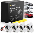 Tesla Logo Puddle Lights for Car Door (4 Pack) HD LED Puddle Lights Compatible w/Model 3 & Y (NOT Standard), X & S Pre 2021 Premium Tesla Door Logo Projection Lights Easy Installation Car Accessories