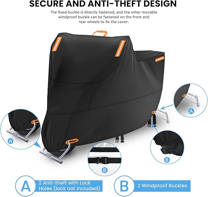 Motorbike Cover for Outside Storage, Waterproof Motorcycle Scooter Moped Cover - Image 5