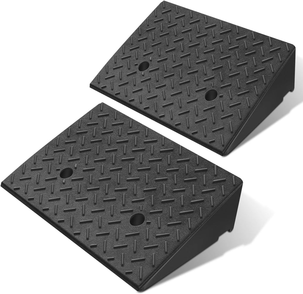 DNA MOTORING 2pcs 5.3" Rise Rubber Curb Ramp Heavy Duty Loading Driveway Ramp