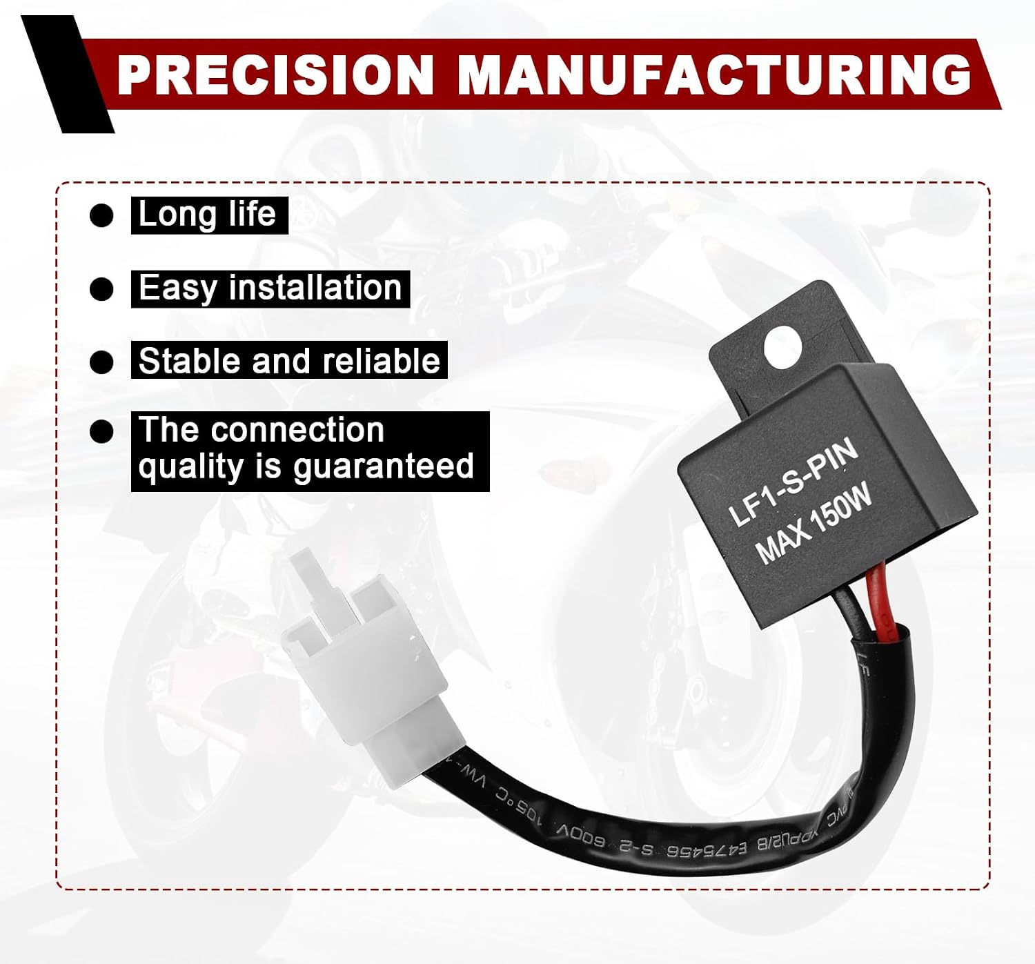 LED Flasher Relay 2-Pin, FIX Motorcycle Turn Signal Flasher Relay Flash Rate Wiring Connectors Kit