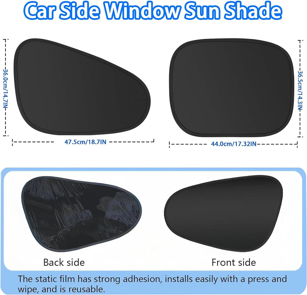Car Window Shade 4 Pack, Magnetic Sun Blocker with Static Suction, 99% UV Protection, Universal Fit for Sedan MPV SUV Truck, Front and Rear Windows