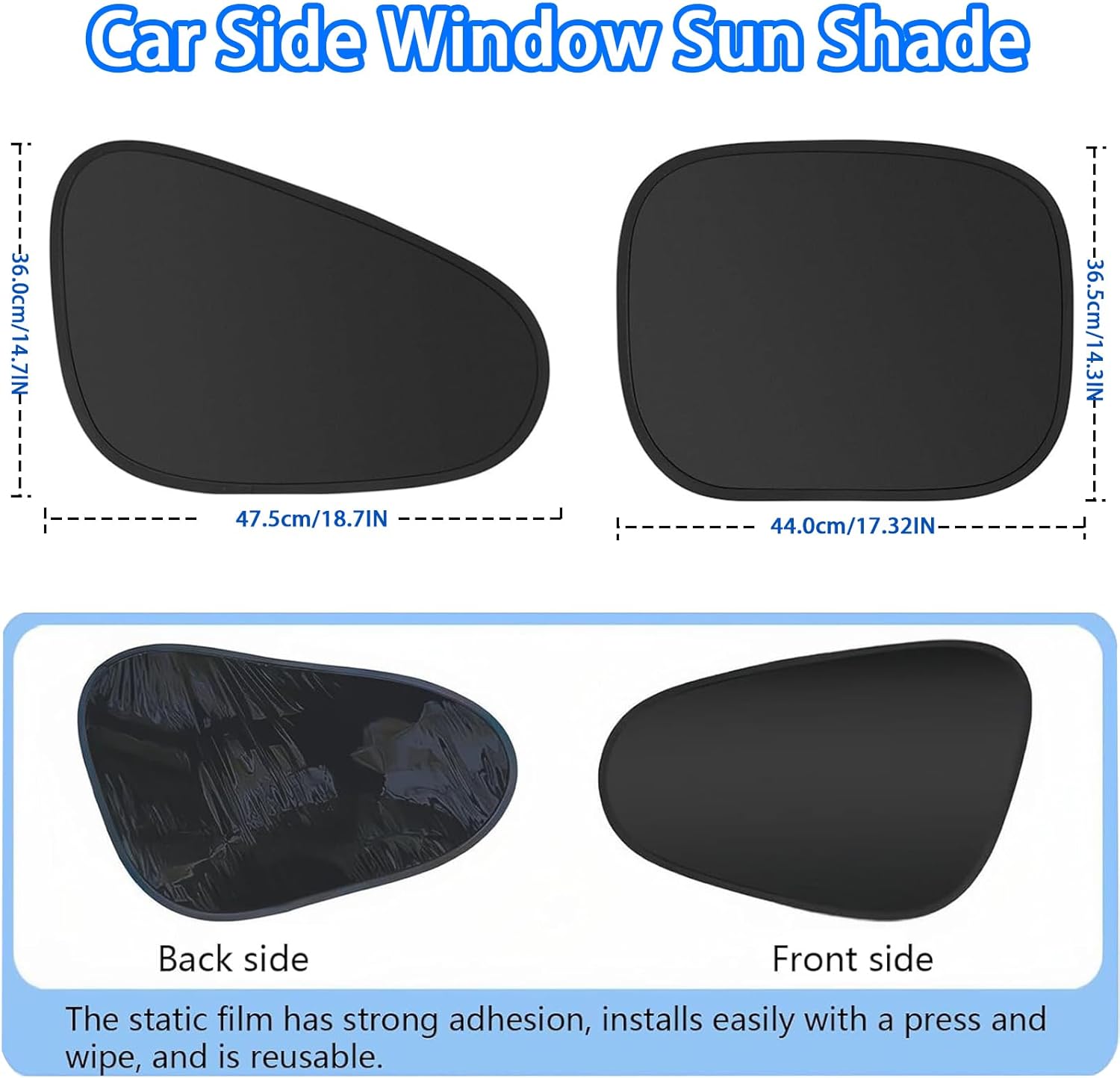 Car Window Shade 4 Pack, Magnetic Sun Blocker with Static Suction, 99% UV Protection, Universal Fit for Sedan MPV SUV Truck, Front and Rear Windows