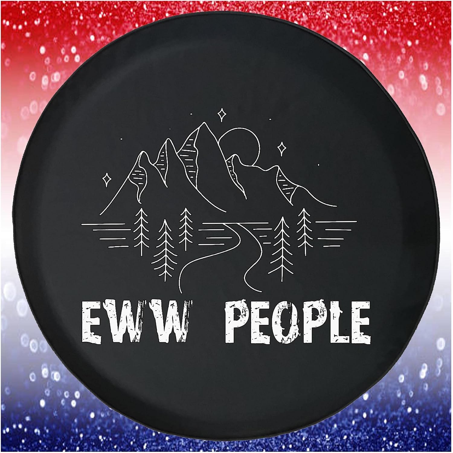 Spare Tire Cover Eww People Funny Mountains Black fits JL Jeep Accessories for 32-33 Inch tire with JL Camera Hole