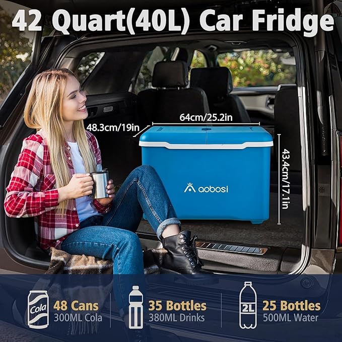 AAOBOSI Car Fridge, 42Quart Portable 12 Volt Car Refrigerator Cooler - Image 4