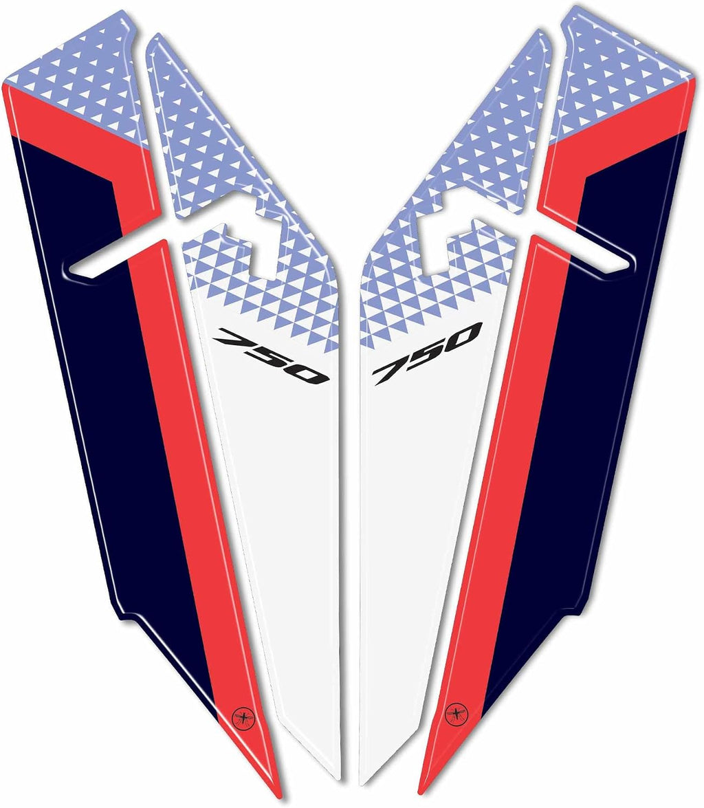 labelbike - 3D Stickers Motorcycle Fender Mudguards Protection and Decoration in Resin Compatible with Honda Transalp 2023 Color Blue Red White