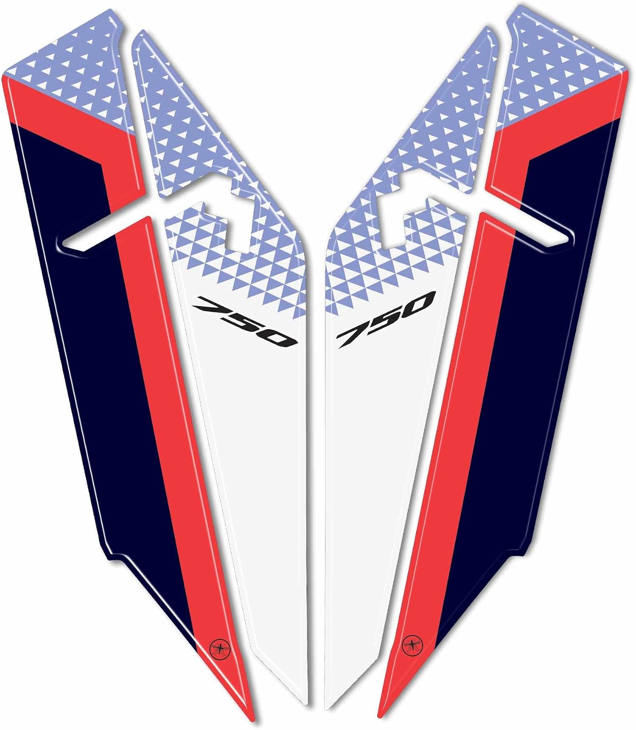 labelbike - 3D Stickers Motorcycle Fender Mudguards Protection and Decoration in Resin Compatible with Honda Transalp 2023 Color Blue Red White