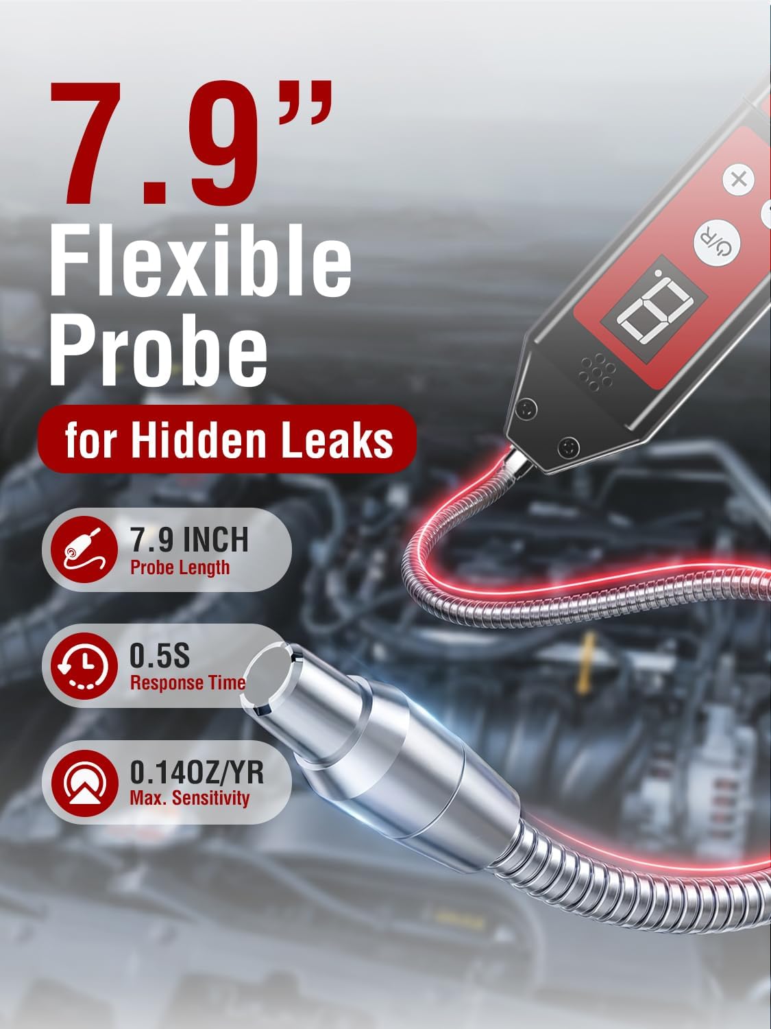 wjl-6000pro refrigerant leak detector with uv & led, close-up detail