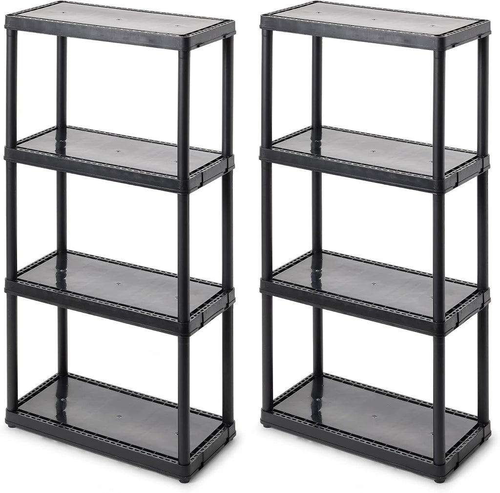 gracious living 4-shelf fixed-height light-duty storage, black, 2-pack, main product view