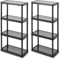 gracious living 4-shelf fixed-height light-duty storage, black, 2-pack, main product view