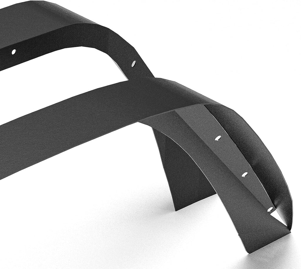 YZONA for JK 4-Piece Flat Style Front and Rear Fender Flares Kit Compatible with 2007-2018 Jeep Wrangler JK JKU Unlimited (2/4 Doors) Off-Road Heavy Duty Steel Wheel Fenders Combo, Textured Black