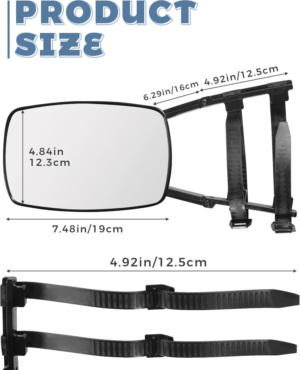 Tow Mirrors,Mirror Extenders for Towing,Universal Clamp-On 360 Degree Rotation Adjustable Trailer Mirrors for Towing,Applicable to the Rearview Mirror of Most Cars,Trucks,and Trailers