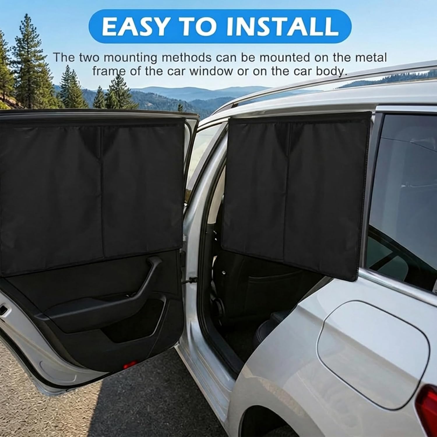 Car Window Shades 2 Pack Magnetic, Dual Layer Blackout & Mesh Sunshade 26.8"x18.5", Rear Side Window Privacy Screen with 10 Magnets, UV Blocking Heat Reduction for Car SUV Truck