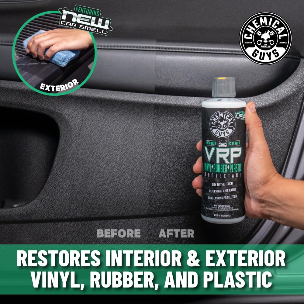 Chemical Guys VRP Vinyl, Rubber and Plastic Protectant, Super Shine Dressing for Tires, Trim and More, Safe for Cars, Trucks, SUVs, & More (16 Fl oz) - New Car Scent