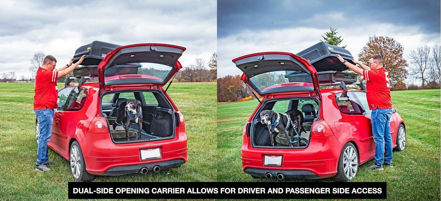 18 Cubic ft. Rooftop Cargo Carrier, Heavy-Duty Weatherproof Lockable Hard Shell Storage w/110 lb. Carrying Capacity