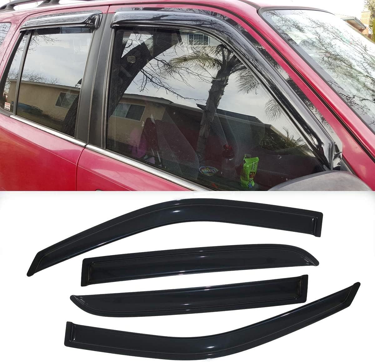 94113 Side Window Wind Vent Deflector, Dark Smoke Window Visors fit