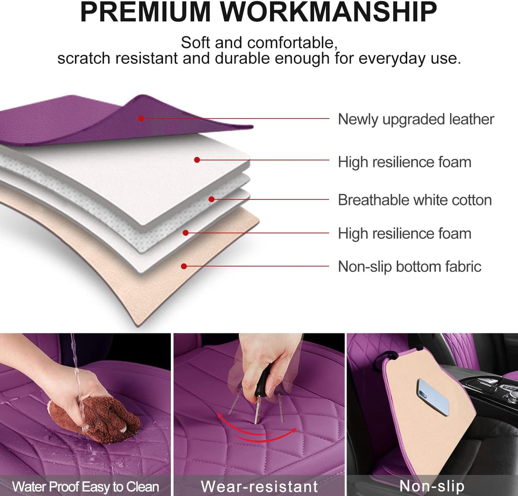 beitk 2 pack waterproof front car seat covers, close-up detail