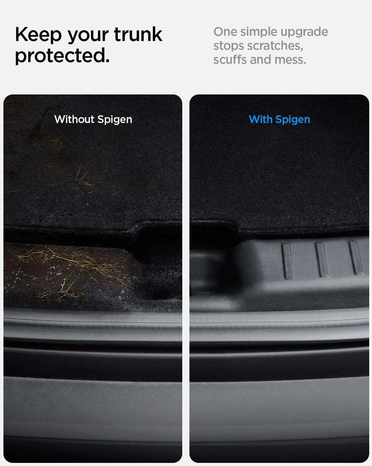 Spigen Rear Bumper Trunk Sill Guard Bumper Protection with Easy Glide Sliding Grooves for 2025/2026 Tesla Model Y Juniper Accessories (Premium & Performance 2025/2026) - Black